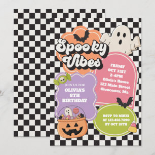 Invitación Cumpleaños de Vibraciones Espeluznantes de Hallowe