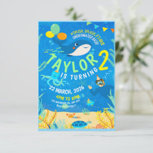 Invitación cumpleaños de vida marina submarina