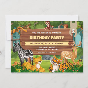 Invitación cumpleaños de vida salvaje del zoológico de Safari