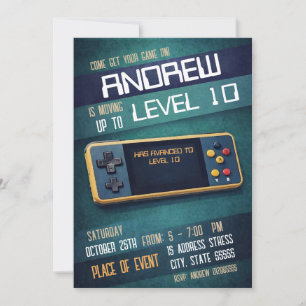 Invitación Cumpleaños de videojuegos antiguos personalizados