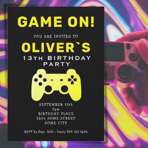 Invitación Cumpleaños de videojuegos del controlador de video