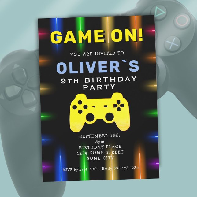 Invitación Cumpleaños de videojuegos del controlador de video (Subido por el creador)