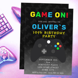 Invitación Cumpleaños de videojuegos del controlador de video