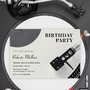 Invitación Cumpleaños de vinilo de música