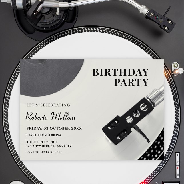 Invitación cumpleaños de vinilo musical (Subido por el creador)