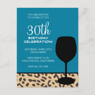 Invitación cumpleaños de vino de leopardo