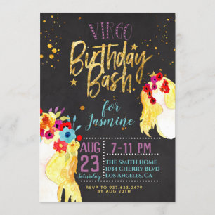 Invitación Cumpleaños de Virgo Zodiaco