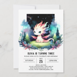 Invitación Cumpleaños de Watercolor Boho Dragon