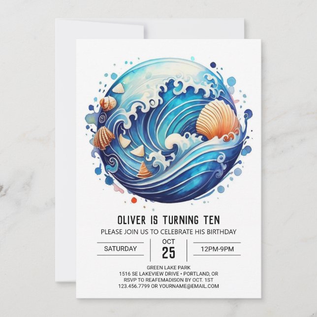 Invitación Cumpleaños de Waves Online Kids (Anverso)