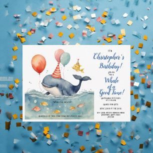 Invitación Cumpleaños de Whale Under the Sea Boy