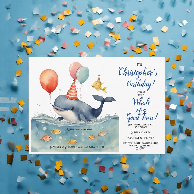 Invitación Cumpleaños de Whale Under the Sea Boy (Subido por el creador)
