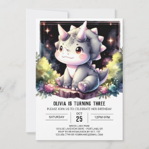 Invitación Cumpleaños de Whimsical Boho Dino Bash