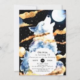 Invitación Cumpleaños de Whimsical Howling Wolf