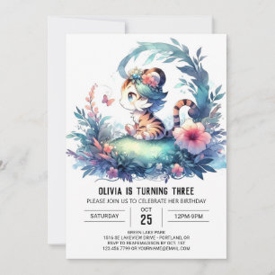 Invitación Cumpleaños de Whimsy Boho Tiger