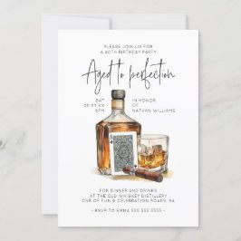 Invitación Cumpleaños de Whiskey, Bar de puros, Noche de Poke