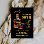 Invitación Cumpleaños de Whiskey Bourbon y Cigar<br><div class="desc">Watercolor bouron o fiesta de cumpleaños de Cigar de whisky. Cuenta con una botella de bourbon o de whisky, un vaso en las rocas y un puro sobre un fondo negro con fuentes de color dorado. Genial por el cumpleaños de un varón. Para realizar más cambios, vaya a Personalizar esta...</div>