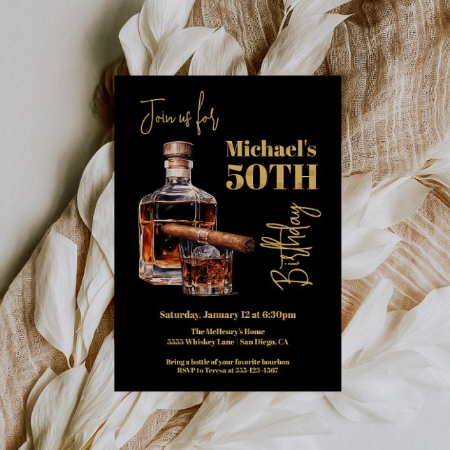 Invitación Cumpleaños de Whiskey Bourbon y Cigar (Subido por el creador)
