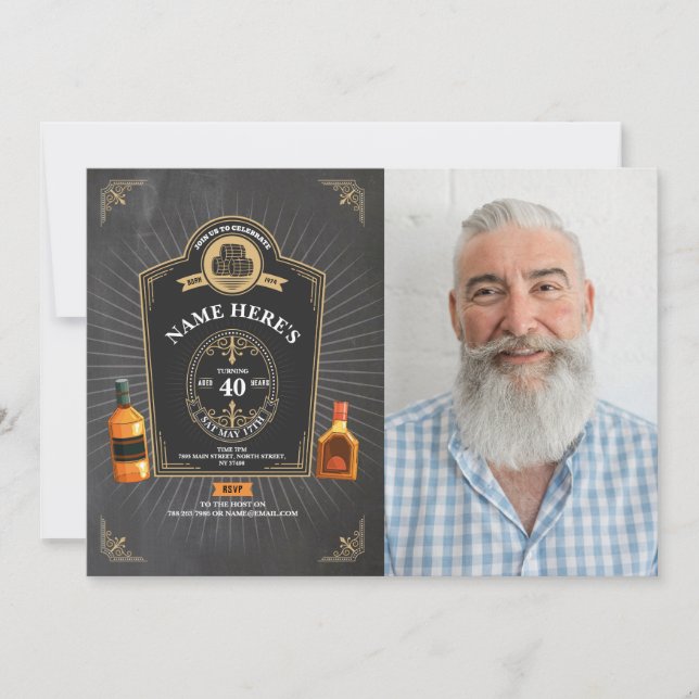 Invitación Cumpleaños de Whiskey con 50 años de perfección (Anverso)