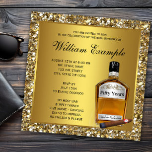 Invitación Cumpleaños de whisky dorado envejecido a la perfec