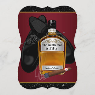 Invitación Cumpleaños de Whisky y Cigarro de Hombres