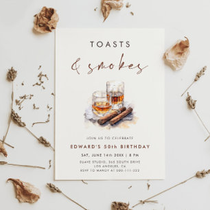 Invitación Cumpleaños de Whisky y Puros: Brindis y Humos