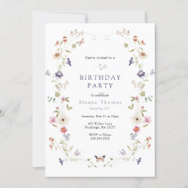 Invitación Cumpleaños de Wildflower Meadow Wreath