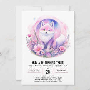 Invitación Cumpleaños de Wildflower Wolf Chica