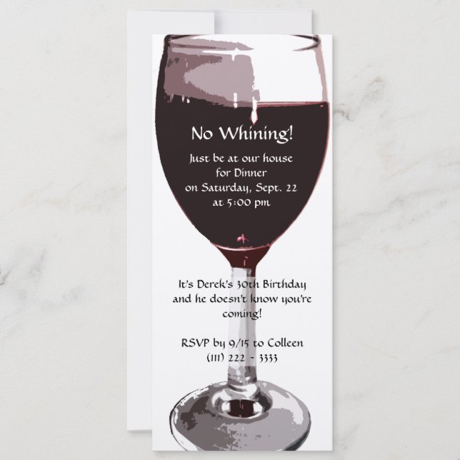 Invitación Cumpleaños de Wine Glass (Anverso)