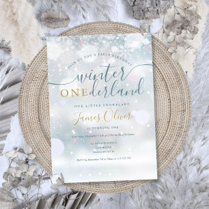 Invitación Cumpleaños de Winter Onederland Snowflakes 1