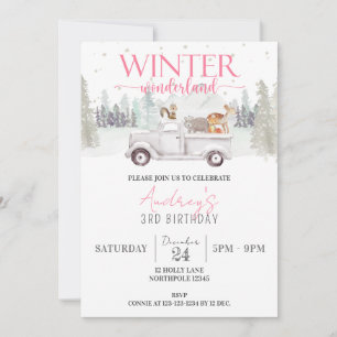 Invitación Cumpleaños de Winter Wonderland, tercer cumpleaños