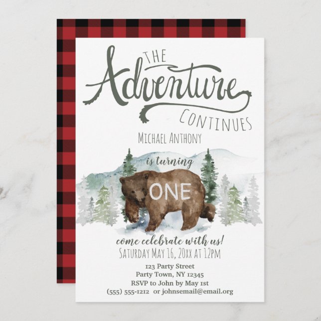 Invitación Cumpleaños de Woodland Adventure (Anverso / Reverso)