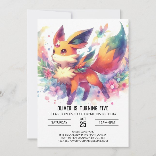 Invitación Cumpleaños de Woodland Boho Fox (Anverso)