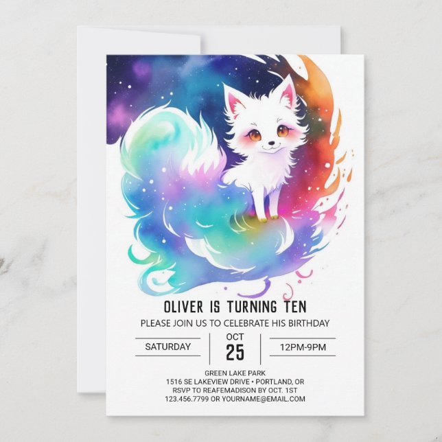 Invitación Cumpleaños de Woodland Charm Fox (Anverso)
