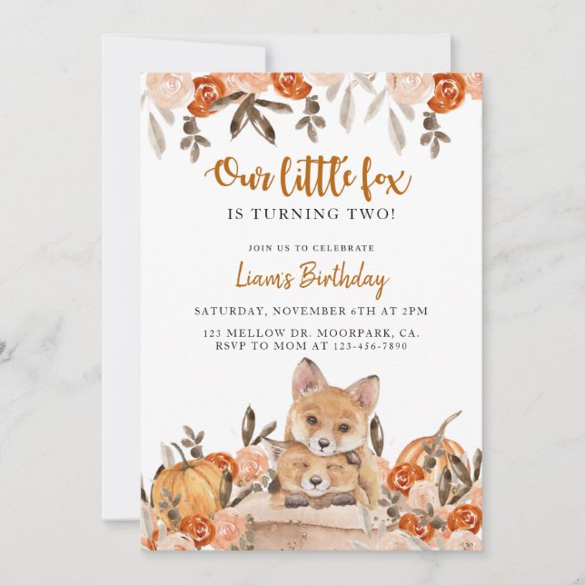 Invitación Cumpleaños de Woodland, Cualquier Edad, Fox, Anima (Anverso)