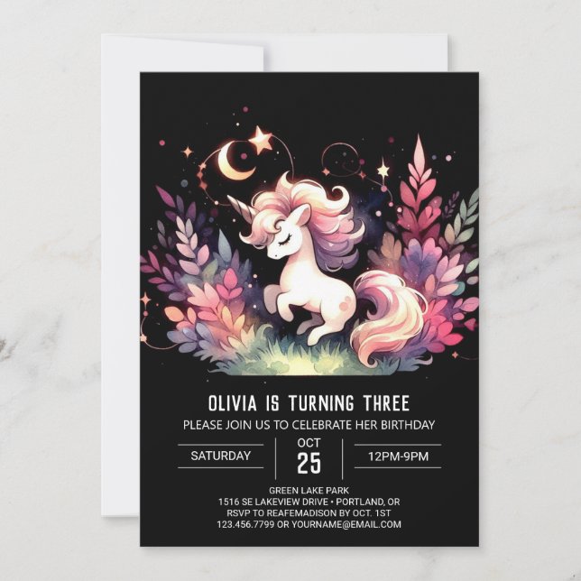 Invitación Cumpleaños de Woodland Cute Horse (Anverso)