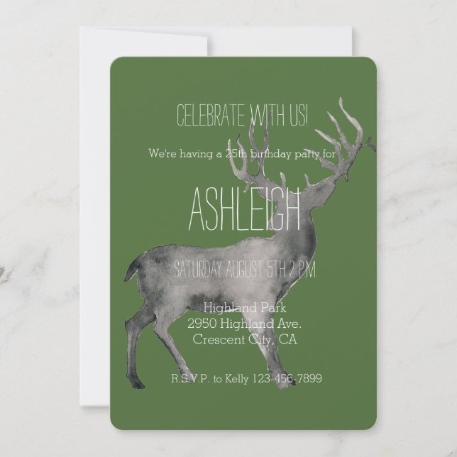 Invitación Cumpleaños de Woodland Deer (Anverso)