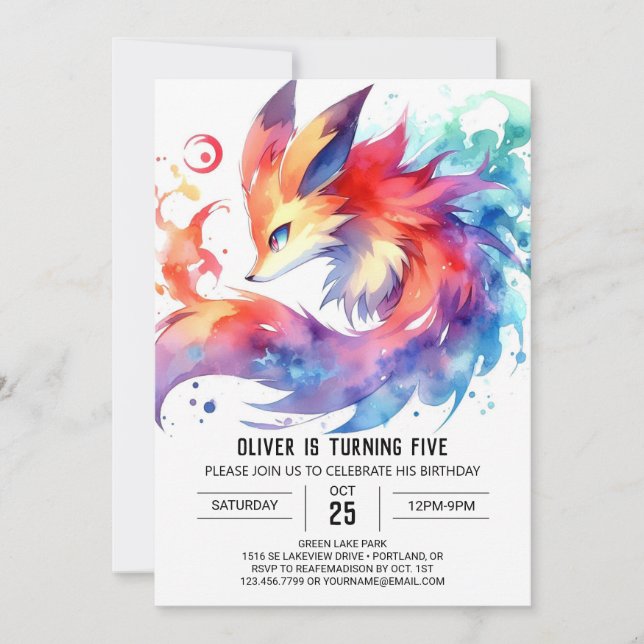 Invitación Cumpleaños de Woodland Editable Fox (Anverso)