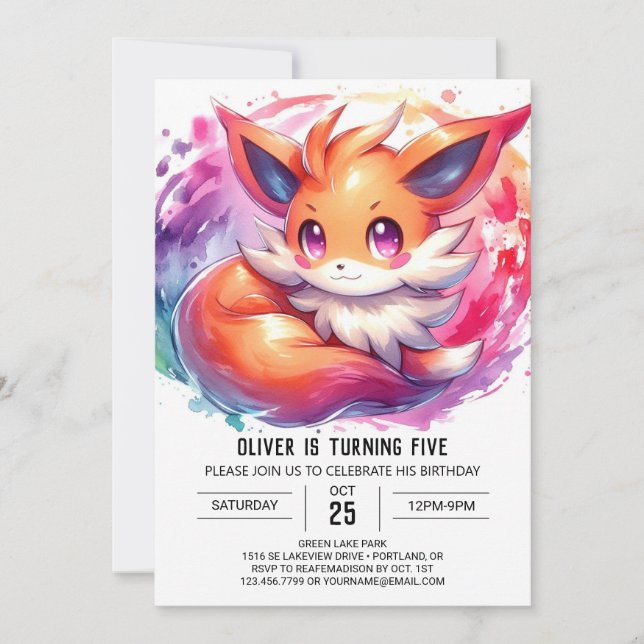 Invitación Cumpleaños de Woodland Editable Fox (Anverso)
