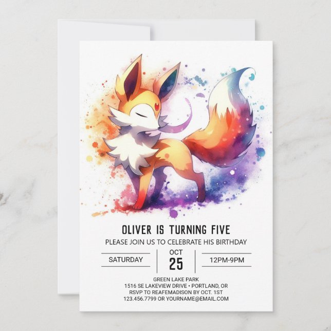 Invitación Cumpleaños de Woodland Fox (Anverso)
