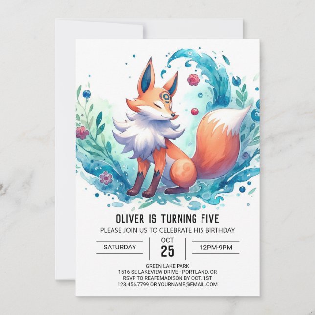 Invitación Cumpleaños de Woodland Fox (Anverso)