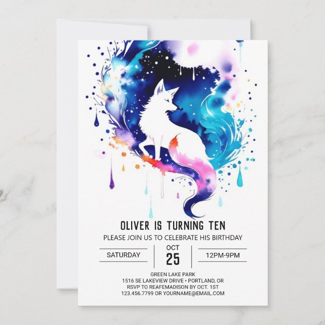 Invitación Cumpleaños de Woodland Fox Frolic (Anverso)