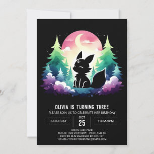 Invitación Cumpleaños de Woodland Pastel Wolf