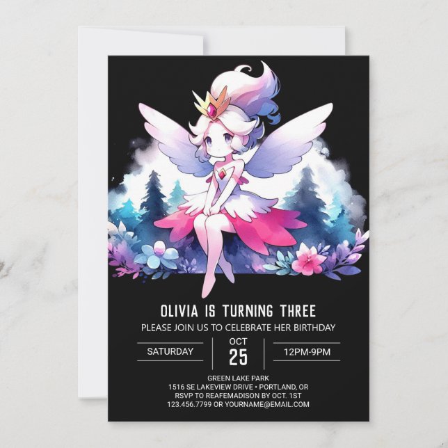 Invitación Cumpleaños de Woodland Simple Fairy (Anverso)