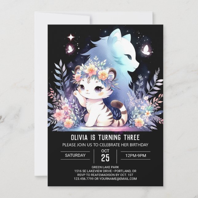 Invitación Cumpleaños de Woodland Sweet Tiger (Anverso)