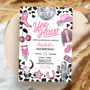 Invitación Cumpleaños de Yee Haw Space Cowgirl Disco Rodeo