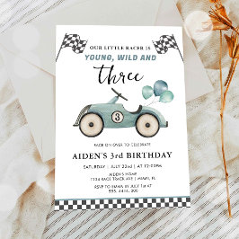 Invitación Cumpleaños de Young Wild & Three Boys Race Car