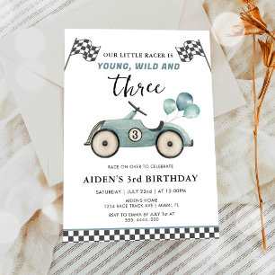 Invitación Cumpleaños de Young Wild & Three Boys Race Car