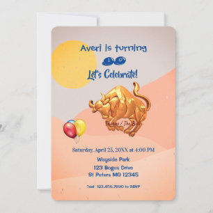 Invitación Cumpleaños de Zodiac Taurus (20 de abril - 20 de m