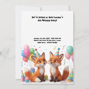 Invitación Cumpleaños de zorro adorable
