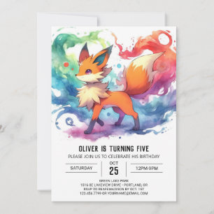 Invitación Cumpleaños de Zorro Divertido Pastel